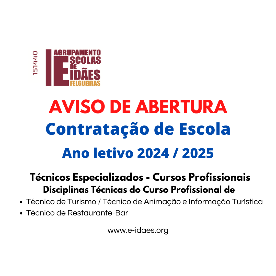 Aviso de Abertura de Concursos de Contratação de Escola